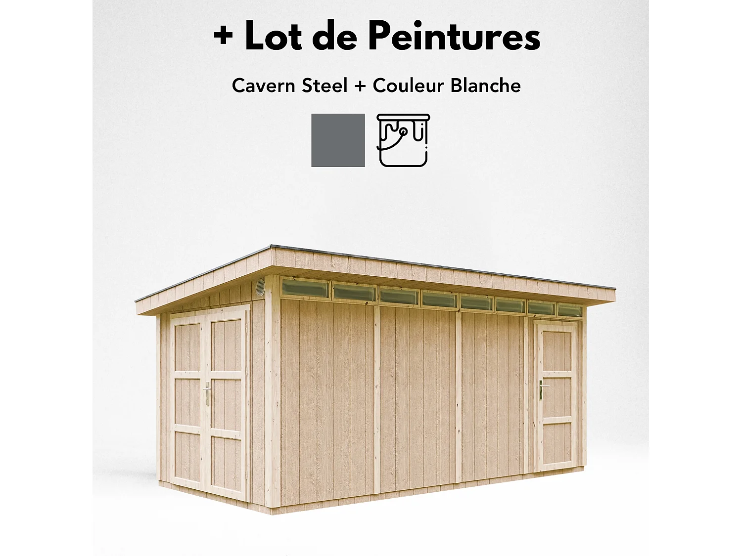 Abri de jardin qualité premium - 8.52+2.95 m² - cabane de jardin exterieur cabane de jardin exterieur - garage moto exterieur - M905C-CAVERN STEEL