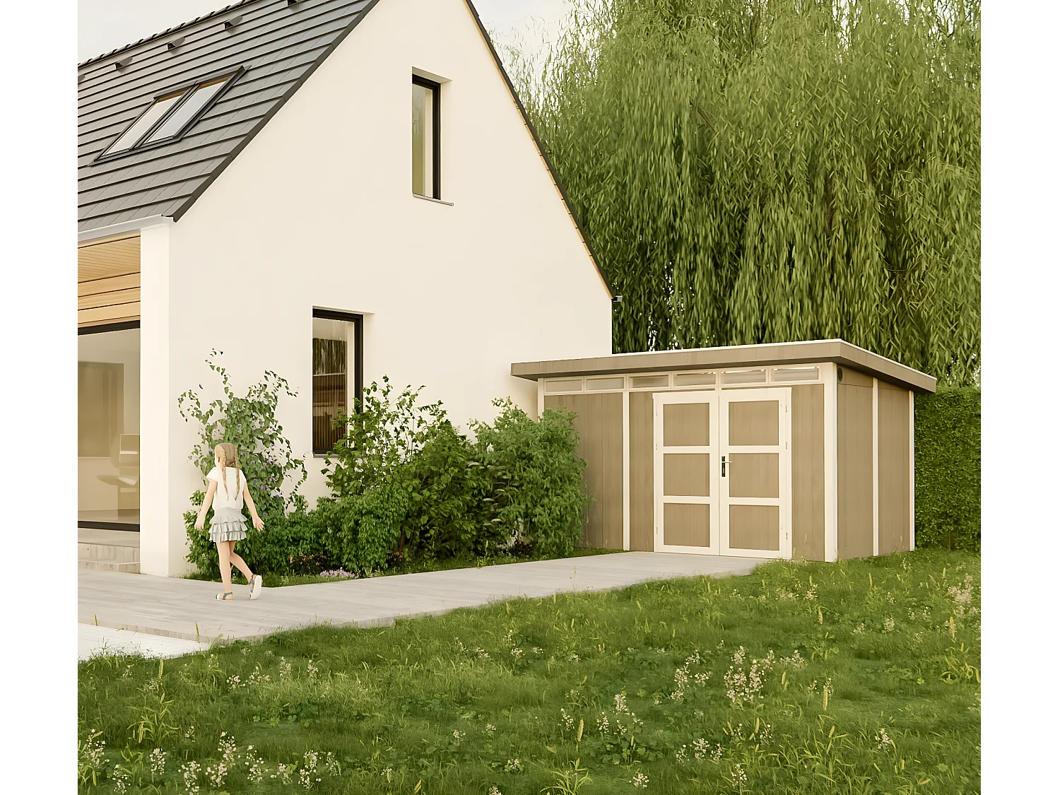 Abri de Jardin Qualité Premium 9m² / L412xL279xH237 cm - Timbela M904A-TUNDRA GREY
