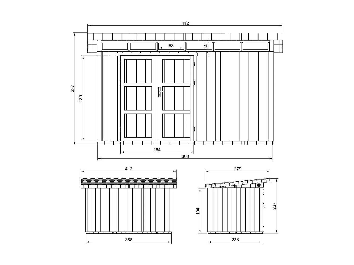 Tuinhuis op houtbasis - LP SmartSide - 8.7m² / 412x279xH237 cm - M904A-TUNDRA GREY