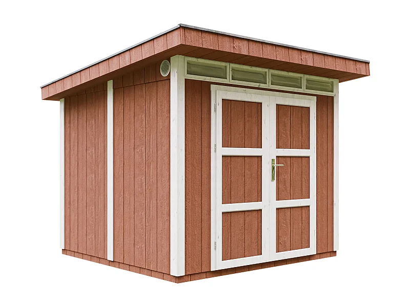 Gartenhaus Premium Qualität 5,9m² mit Boden und Bitumenfliesen - Geräteschuppen B279xL293xH239 cm - Gartenhütte TIMBELA M903A - REDWOOD RED