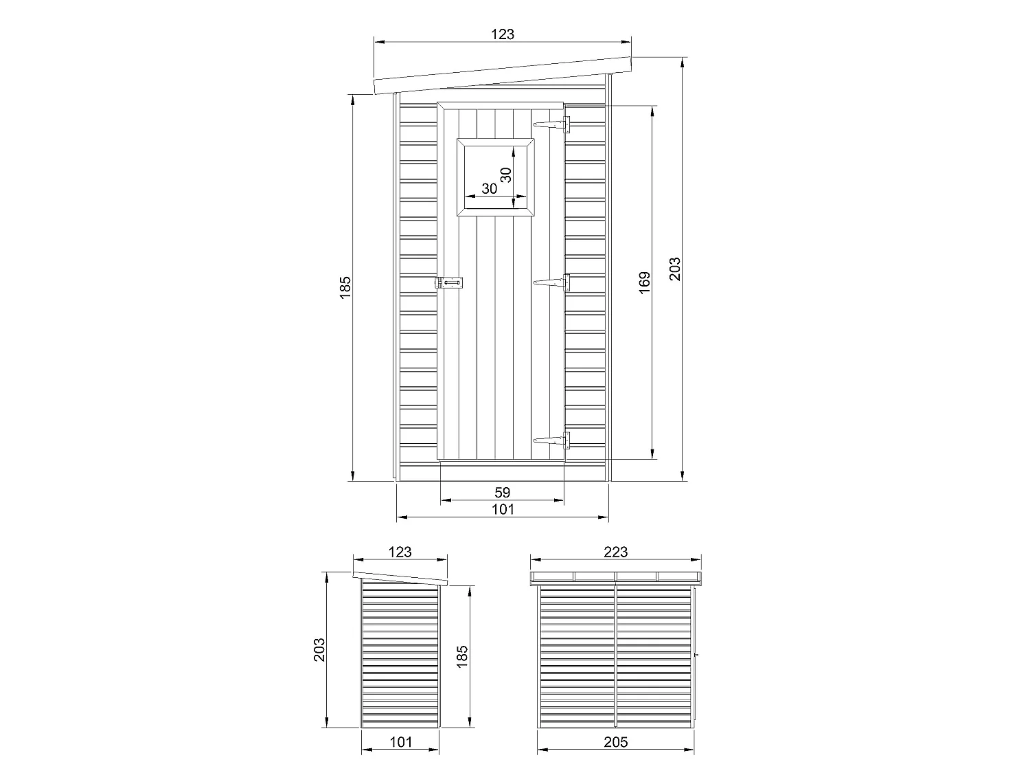 Timbela M348A - Houten tuinschuurtje 2,1 m2 - Tuinschuurtje zonder vloer - gereedschap schuur