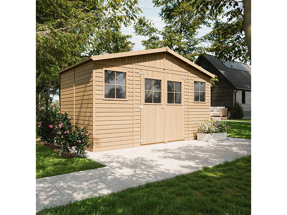 cAbri de jardin en bois - H246x418x220 cm/8 m² - M332