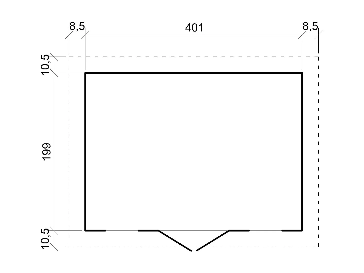 cAbri de jardin en bois - H246x418x220 cm/8 m² - M332