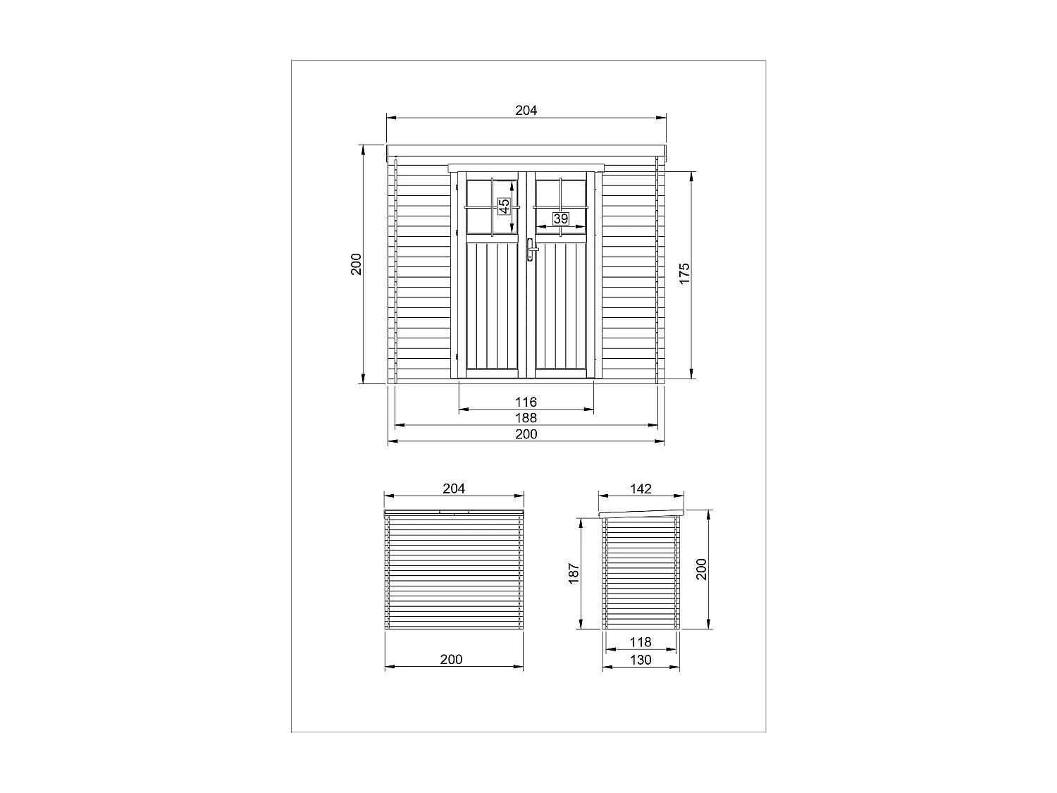 TIMBELA M311F+M311G Holzhaus Gartenhaus  mit Boden Imprägnierte -  2,22 m2