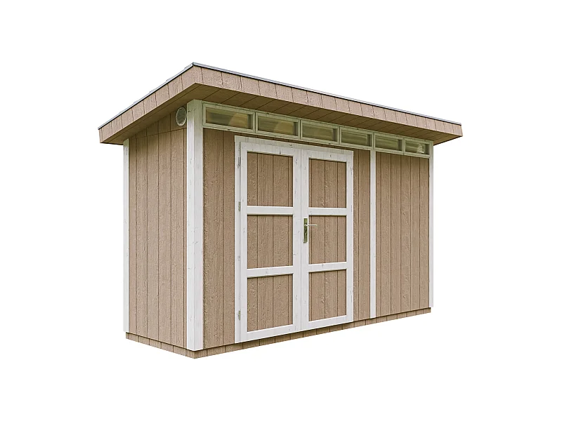 Gartenhaus Premium Qualität 4,3m² mit Boden und Bitumenfliesen - Geräteschuppen B161xL411xH239 cm - Gartenhütte TIMBELA M902A - TERRA BROWN