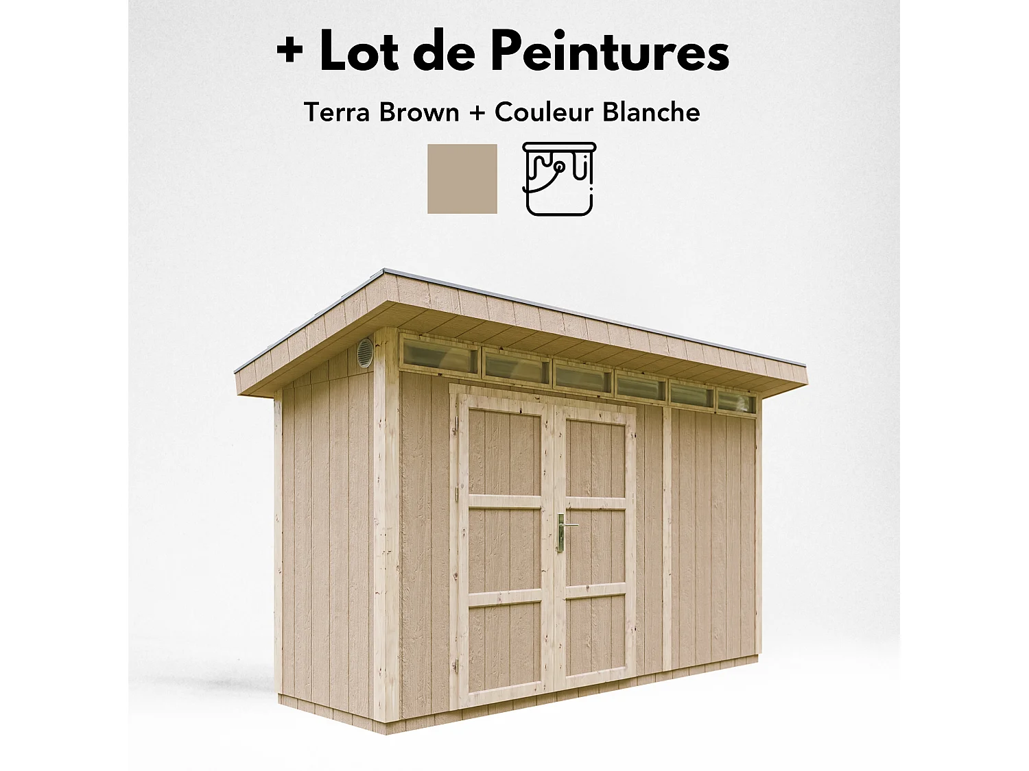 Abri de jardin qualité premium - 4m² /L161xL412xH239 cm - M902A-TERRA BROWN