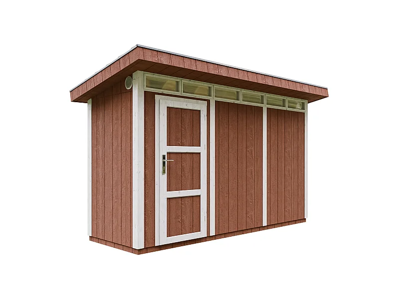 Gartenhaus Premium Qualität 4,3m² mit Boden und Bitumenfliesen - Geräteschuppen B161xL411xH239 cm - Gartenhütte TIMBELA M902 - REDWOOD RED