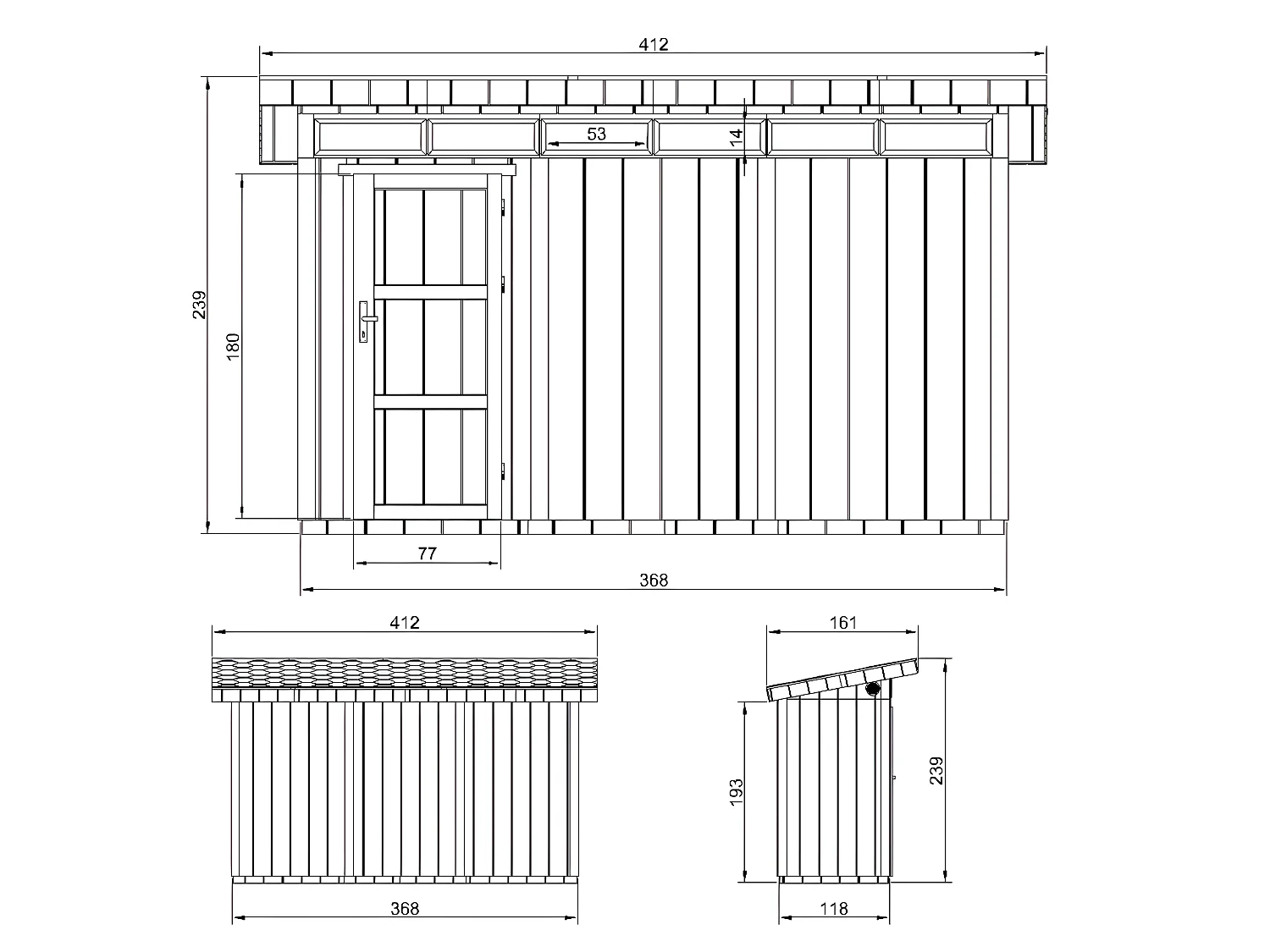 Timbela - Tuinhuis op houtbasis - M902-REDWOOD RED - LP SmartSide 4m2/L161xL412xH239 cm