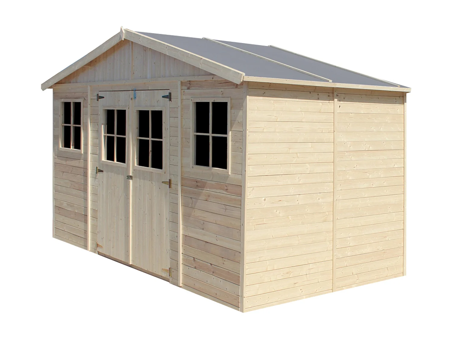 Holz Gartenschuppen MIT IMPRÄGNIERTEM BODEN  - H246 x 418 x 220 cm/ 8 m² - TIMBELA M332+332G