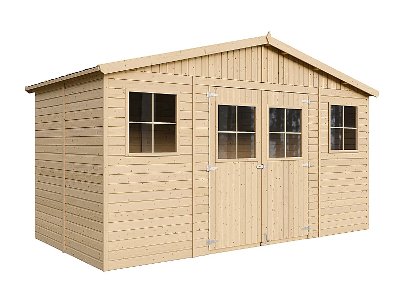 Holz gartenschuppen mit imprägniertem boden - H246x418x220 cm / 8 m² - M332+332G
