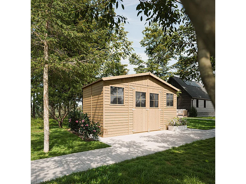 Tuinhuis van hout voor buiten, geïmpregneerde vloeren - 8 m² - M332+M332G