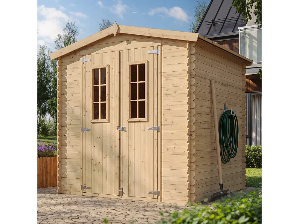 Abri de jardin en bois avec sol traité -  I216xL206xH218 cm/ 3.53 m2 - M343C+M343G