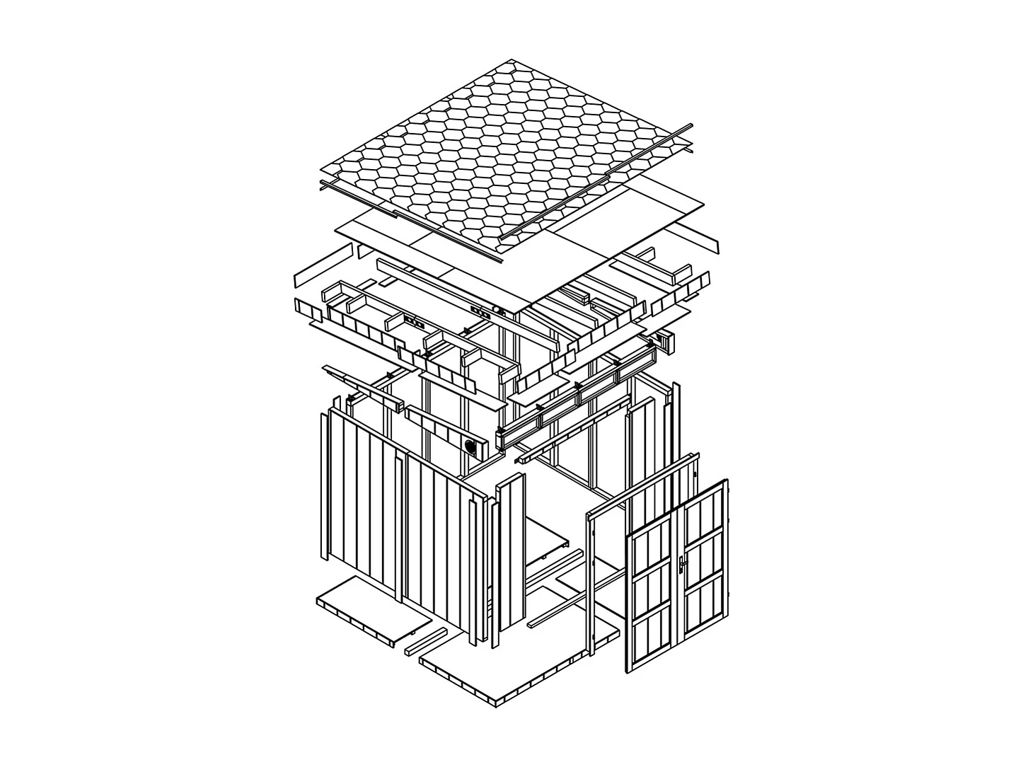 Gartenhaus premium qualität mit boden und bitumenfliesen - 5.9 m² / B279xL293xH239 cm - M903A-TUNDRA GREY