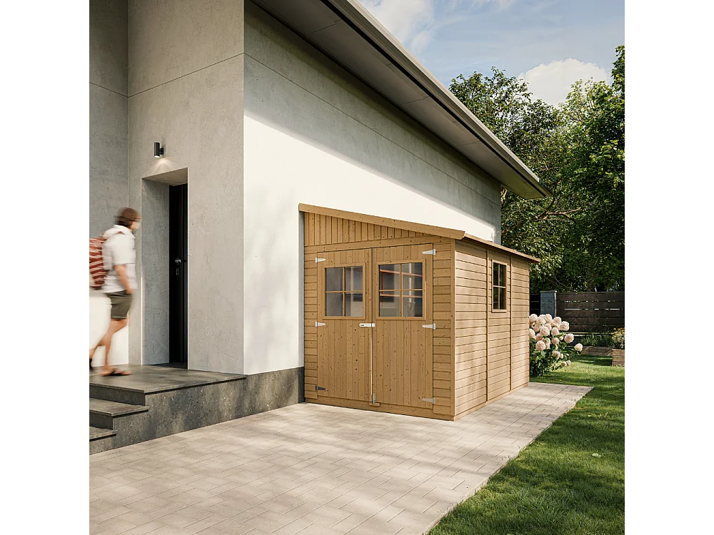 Houten tuinschuurtje met geimpregneerde vloer (3 wanden) - 6 m² - M339+M339G