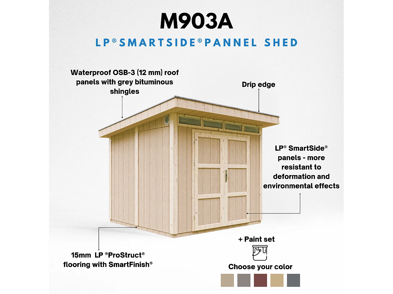 LP SmartSide Kabina panelowa Timbela M903A z zestawem farb HARVEST HONEY
