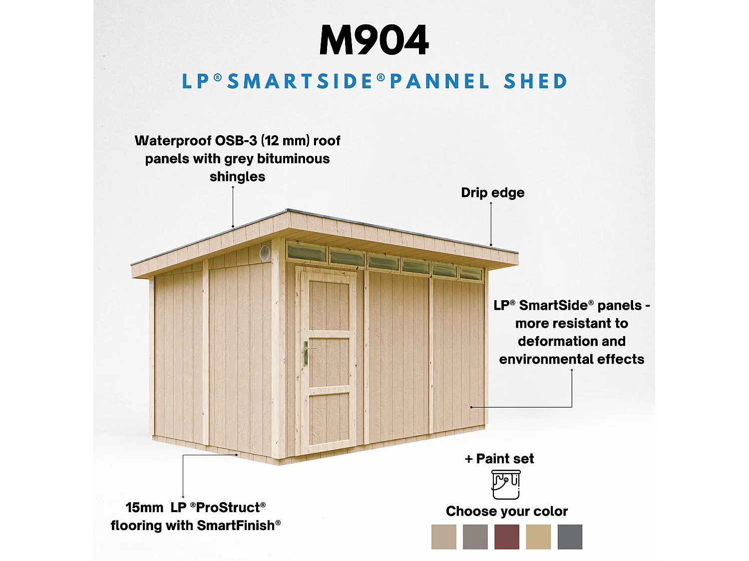 Abri de Jardin Qualité Premium 9m² / L412xL279xH237 cm - Timbela M904-TERRA BROWN