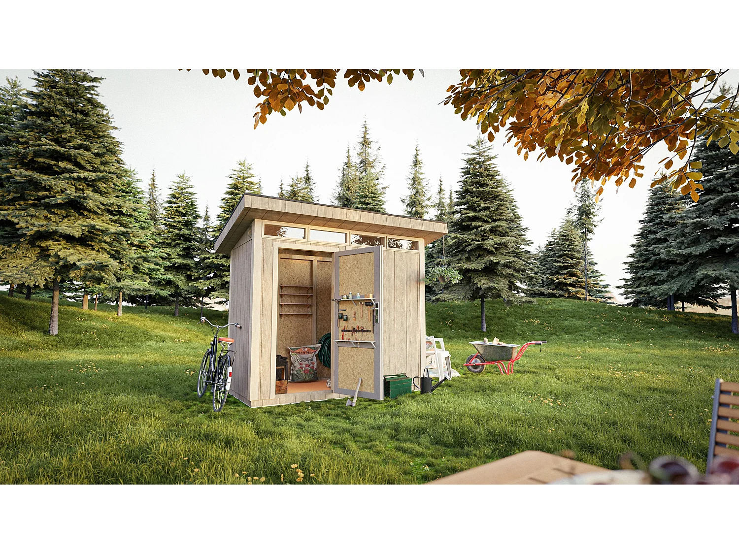 Gartenhaus premium qualität mit boden und bitumenfliesen - 3m² / B161xL294xH239 cm - M901-CAVERN STEEL