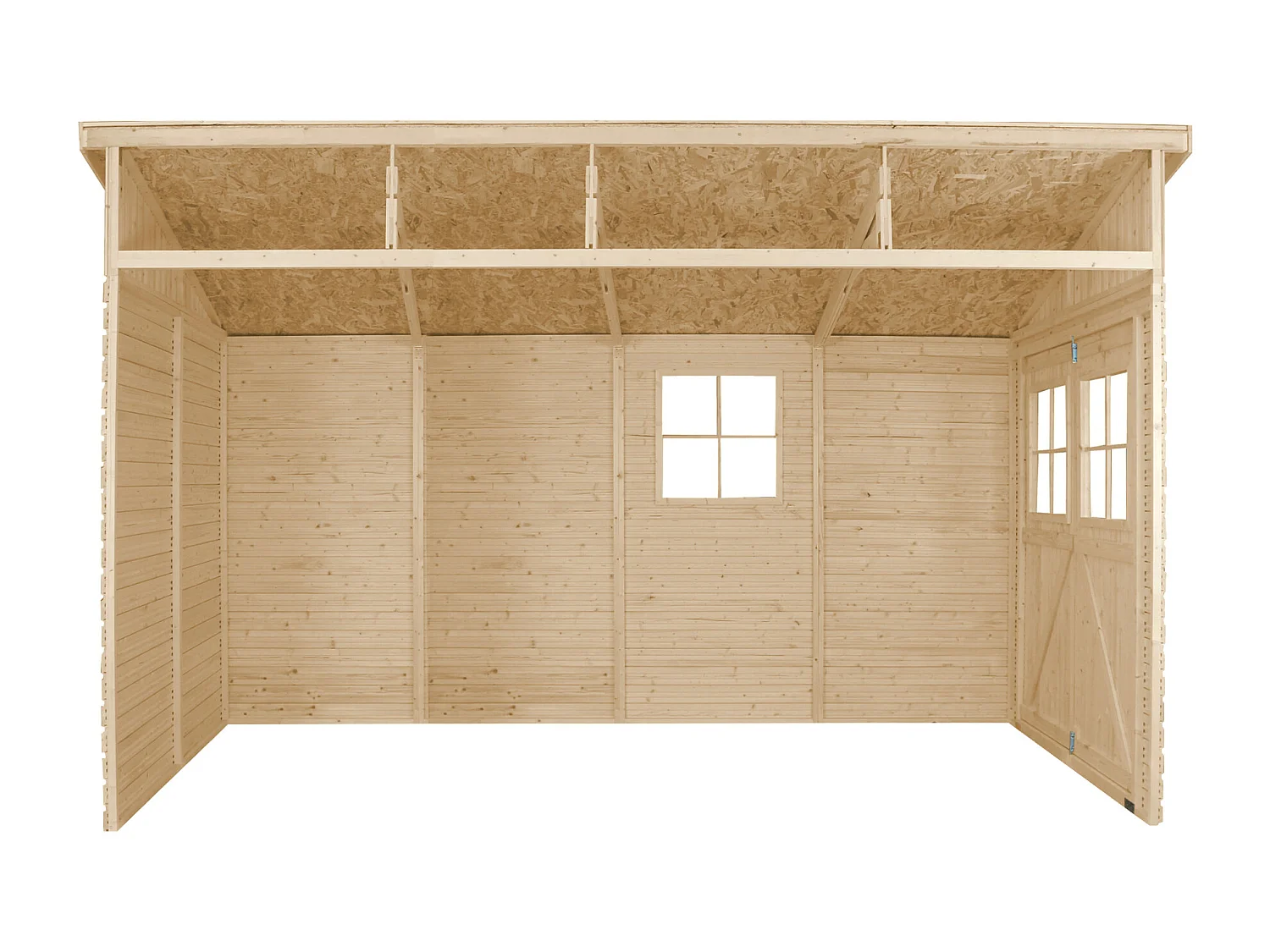 Casa da giardino in legno (senza parete laterale) - 8 m² - TIMBELA M340+M340G