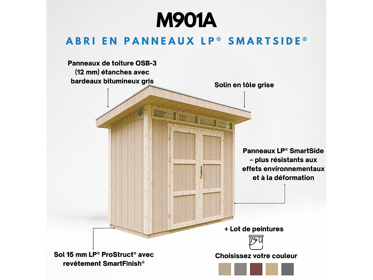 Gartenhaus premium qualität mit boden und bitumenfliesen - 3m² / B161xL294xH239 cm - M901A-TERRA BROWN