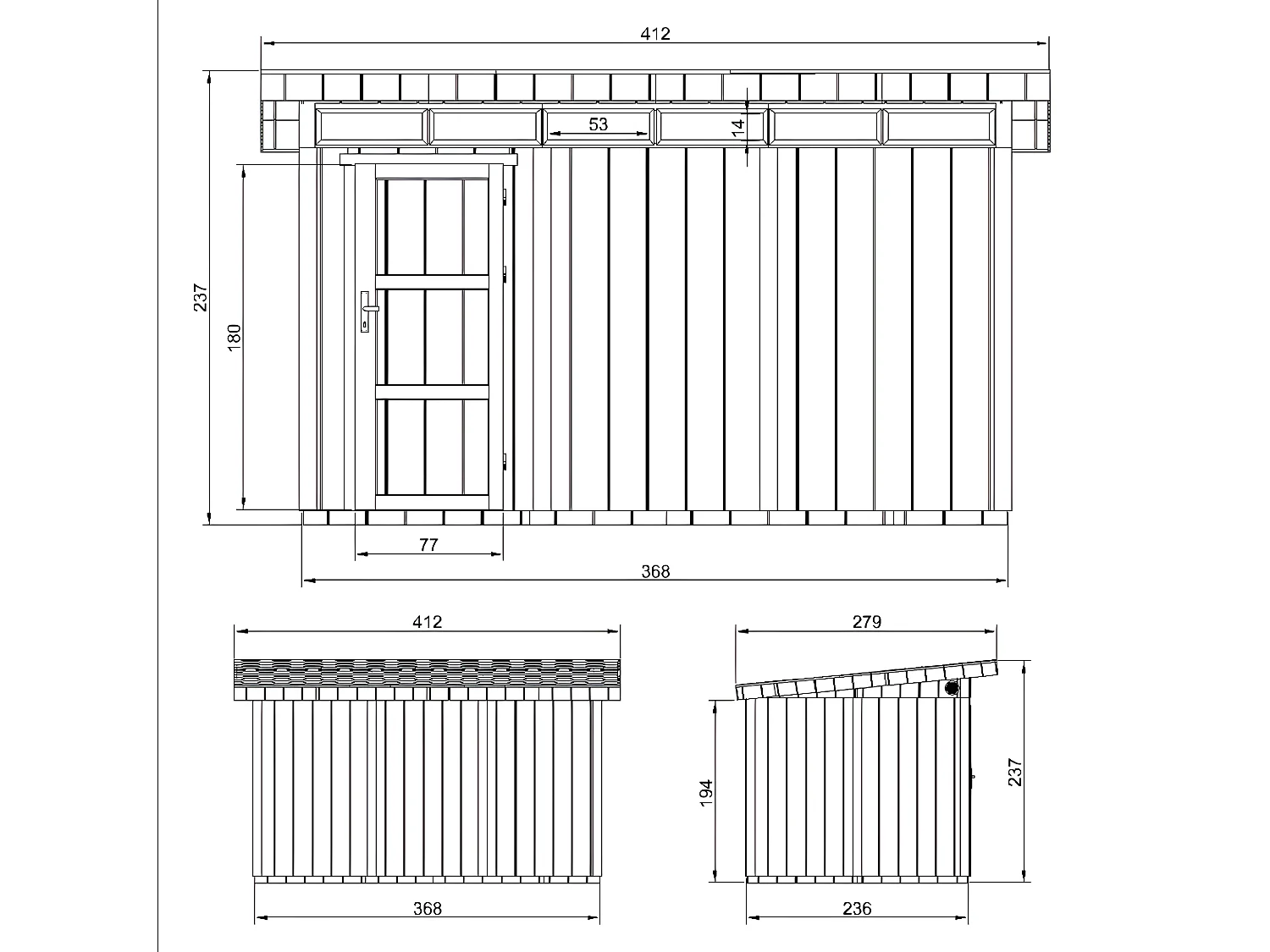 Timbela - Tuinhuis op houtbasis - M904-TUNDRA GREY - LP SmartSide 8,7m2 /412x279xH237 cm