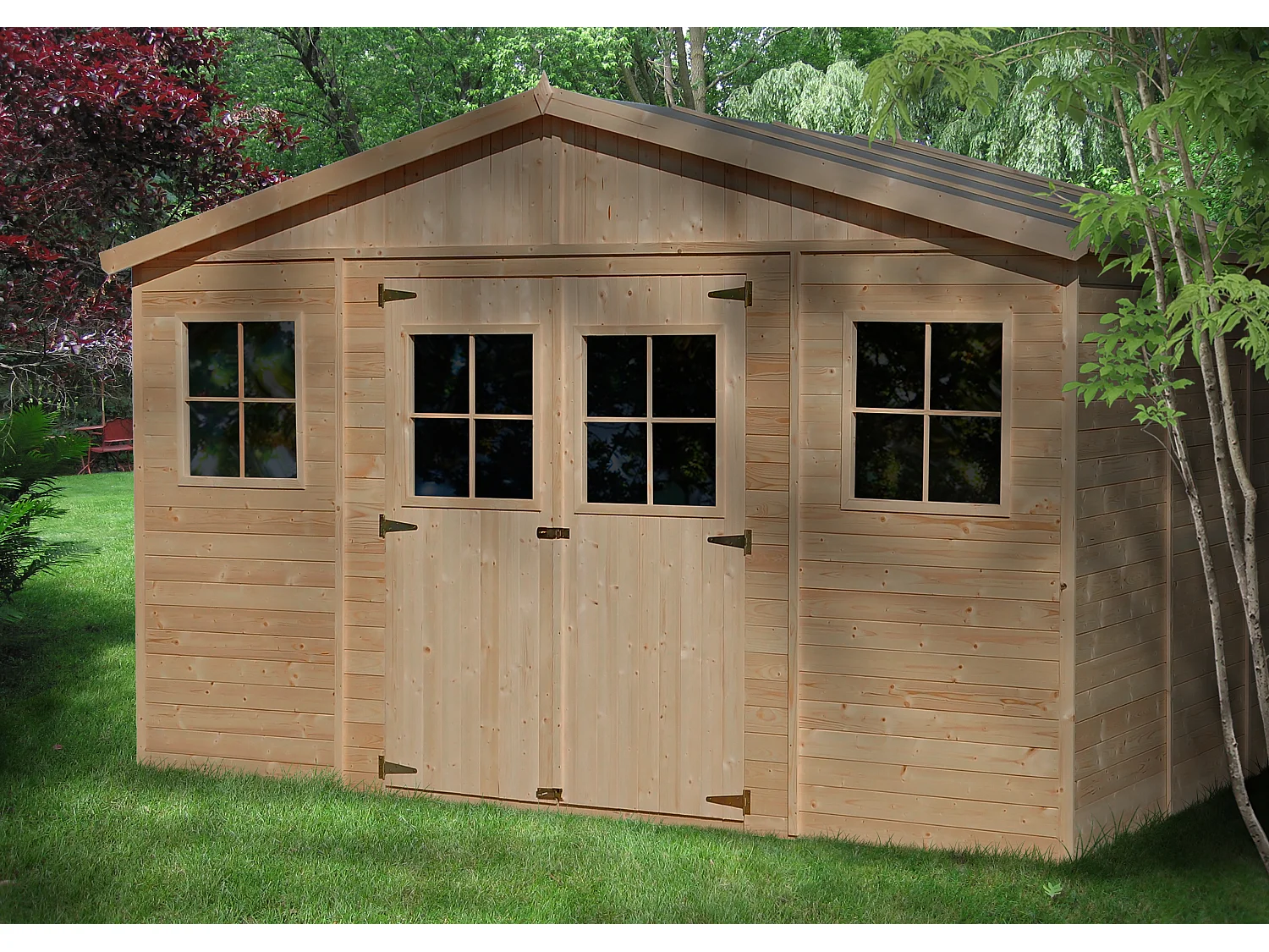 Holz Gartenschuppen -  H246 x 418 x 320 cm/ 12 m² -  TIMBELA M331