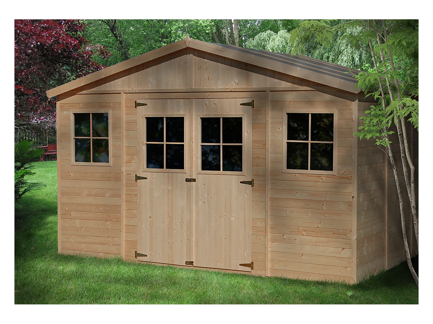 Cobertizo de madera para jardín - A246x418x320cm/12m2 - TIMBELA M331