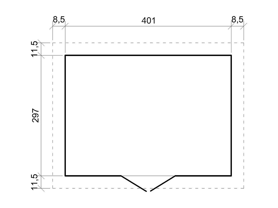 Houten tuinschuurtje zonder vloer - 12 m² / 418x320xH246 cm - M331