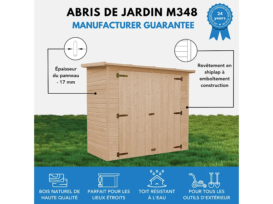 Caseta de madera - 123x223 cm / 2.1 m² - M348