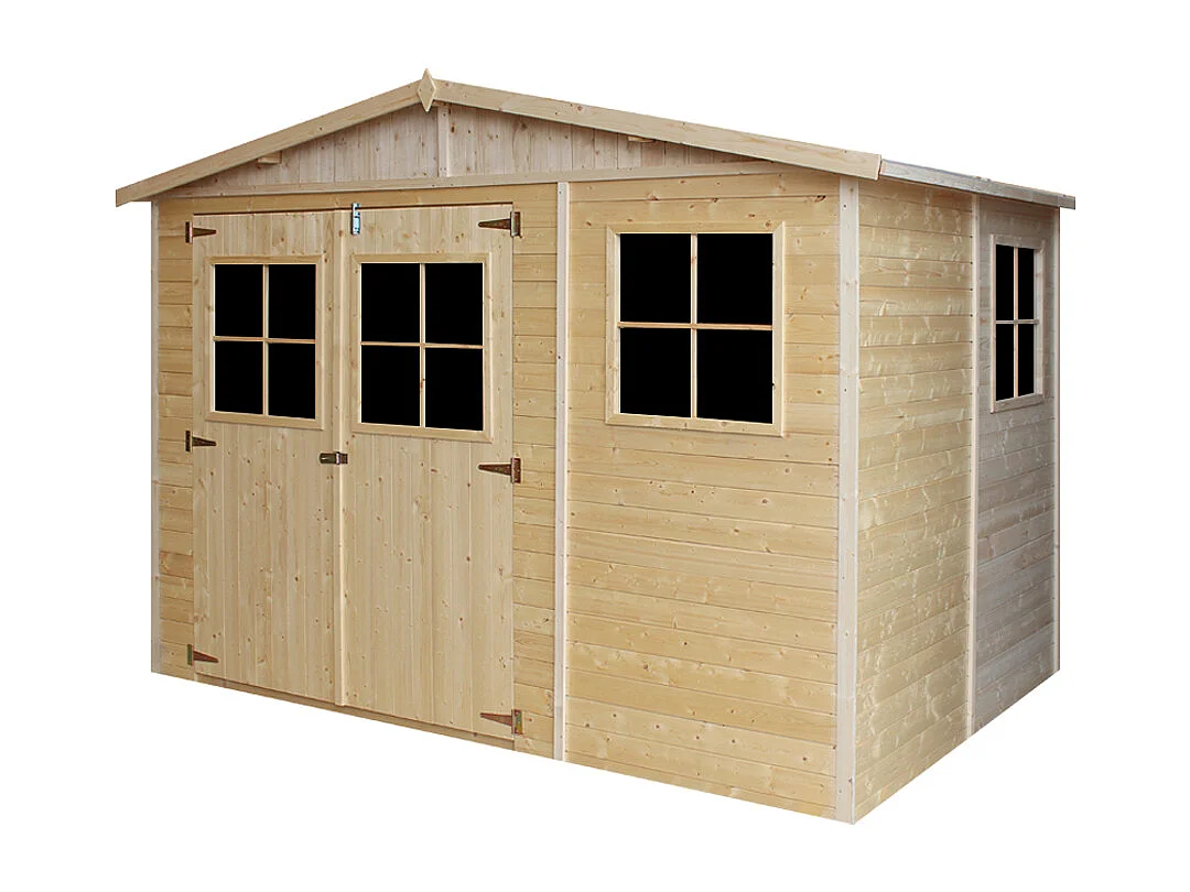 Holz Gartenschuppen MIT IMPRÄGNIERTEM BODEN -  H226x324x216 cm/6 m² - TIMBELA M334+334G