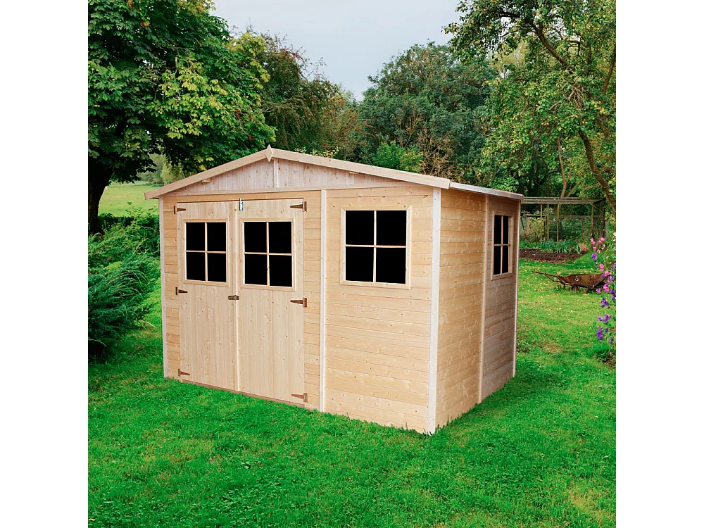 Abri de jardin en bois AVEC LES PLANCHERS IMPRÉGNÉ- 6m2 Timbela M334+M334G