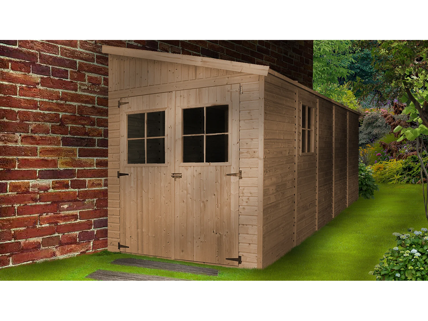 Galpão de madeira 10 m² - H244 x 514 x 218 cm - TIMBELA M341A+M341G