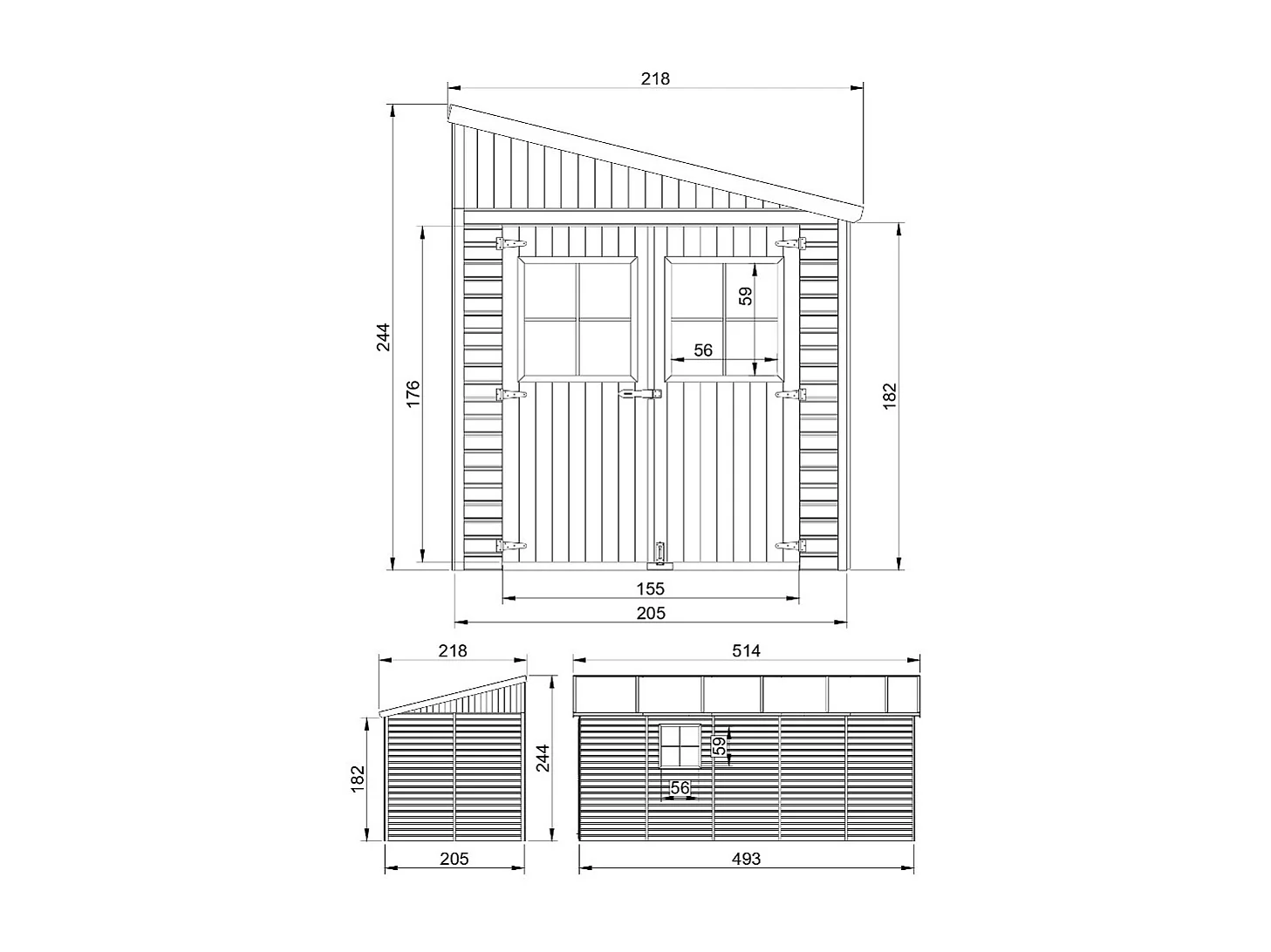 Houten tuinschuurtje met geimpregneerde vloer - 10.11 m² - M341A+M341G
