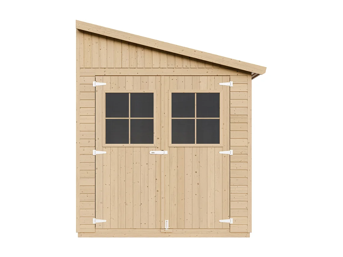 Holz gartenschuppen (mit seitenwand) mit imprägniertem boden - H244x216x514 cm / 10.2 m² - M341A+M341G