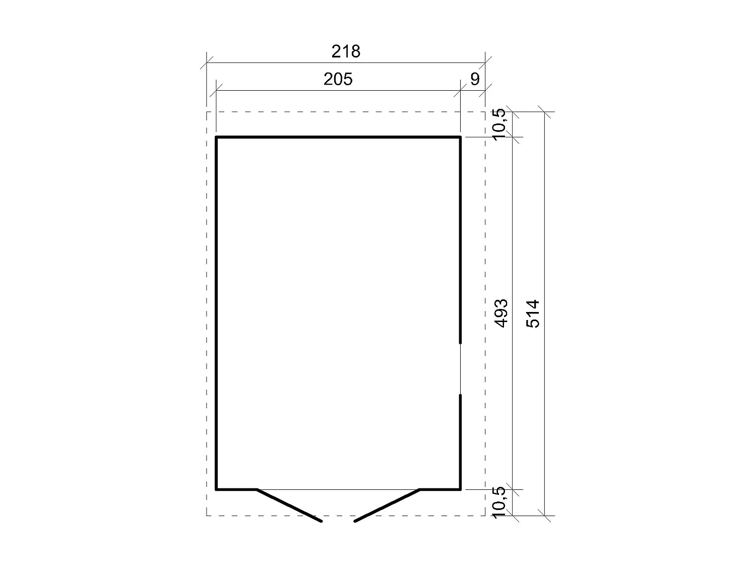 Holz gartenschuppen (mit seitenwand) mit imprägniertem boden - H244x216x514 cm / 10.2 m² - M341A+M341G