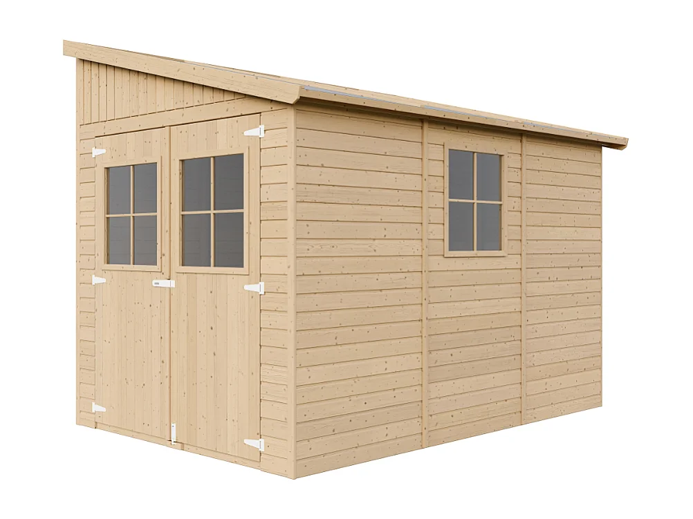 Abri de jardin en bois (avec paroi latérale) avec les planchers imprégné - 6 m2 - M339A+M339G