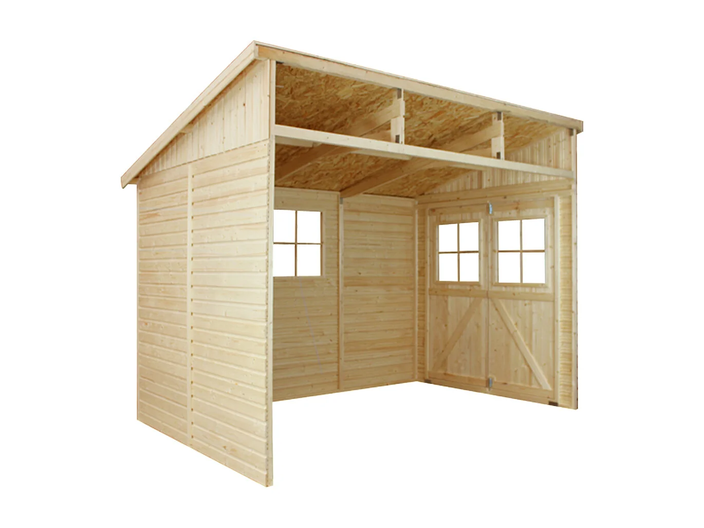 Holz Gartenschuppen (ohne Seitenwand) - H244x211x318 cm/6 m2 - TIMBELA M339
