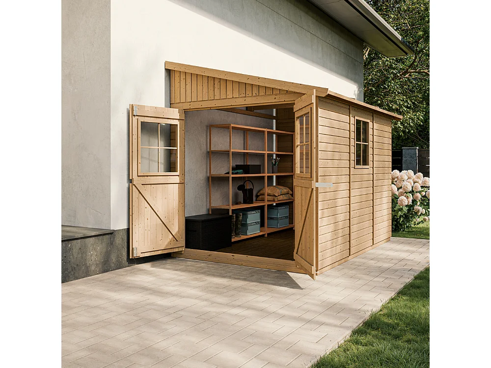 Abri de jardin en bois (sans paroi latérale) - 6 m2 - M339