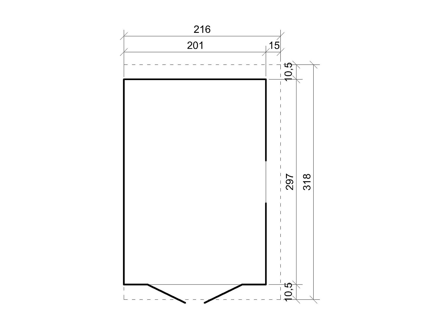 Casa da giardino in legno (senza parete laterale) - 6 m² - M339