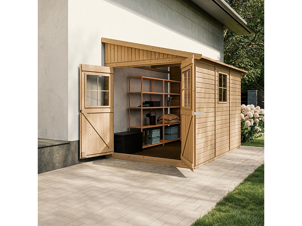 Cobertizo de madera sin pared lateral - 6 m² - M339