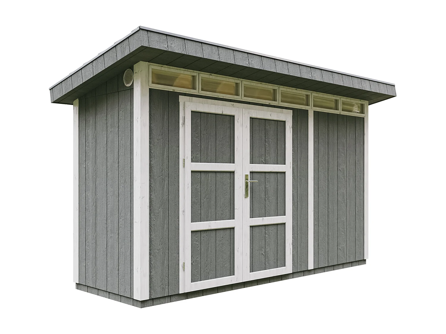 Gartenhaus premium qualität mit boden und bitumenfliesen - 4.3m² / B161xL411xH239 cm - M902A-CAVERN STEEL