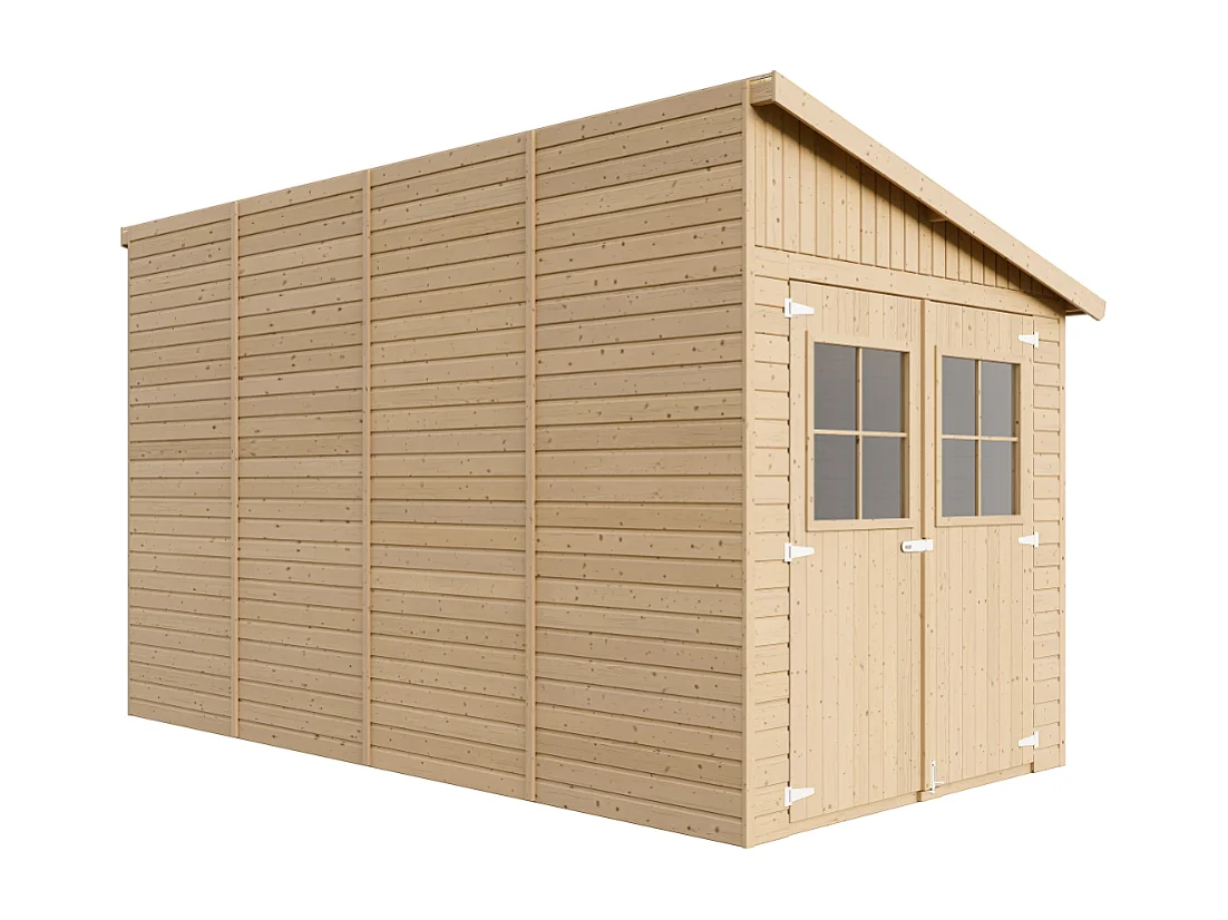 Abri de jardin en bois (avec paroi latérale) - 8 m2 - M340A