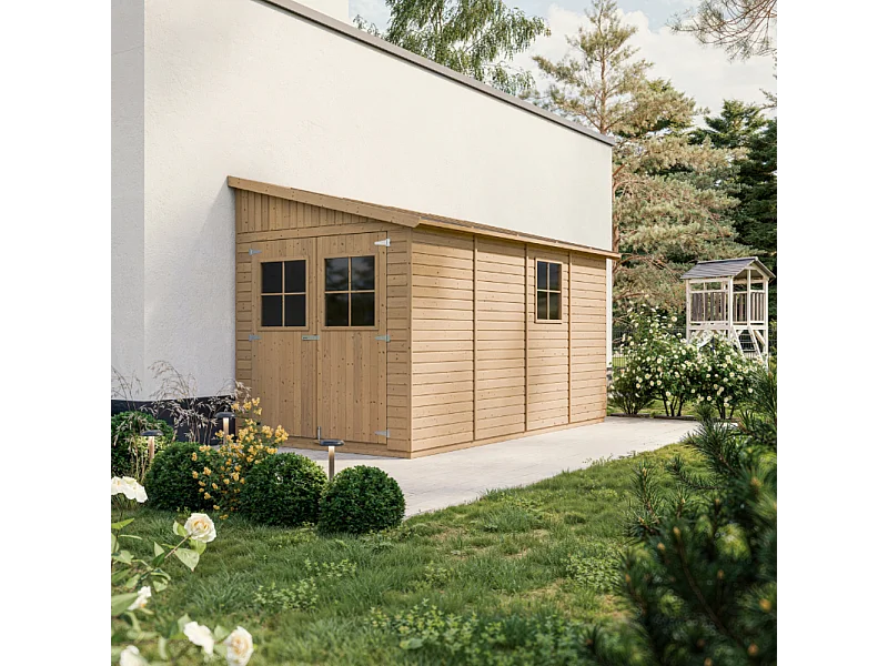 Abri de jardin en bois (avec paroi latérale) - 8 m2 - M340A