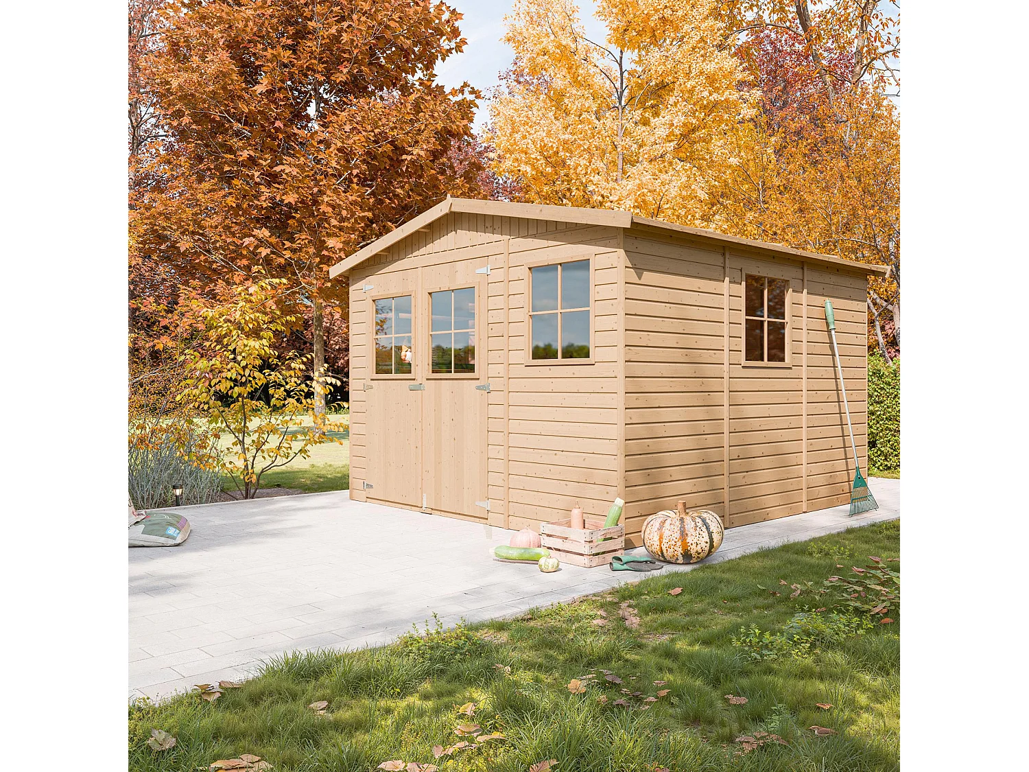 Houten tuinschuurtje zonder vloer - 9 m² / 324x316xH226 cm - M335