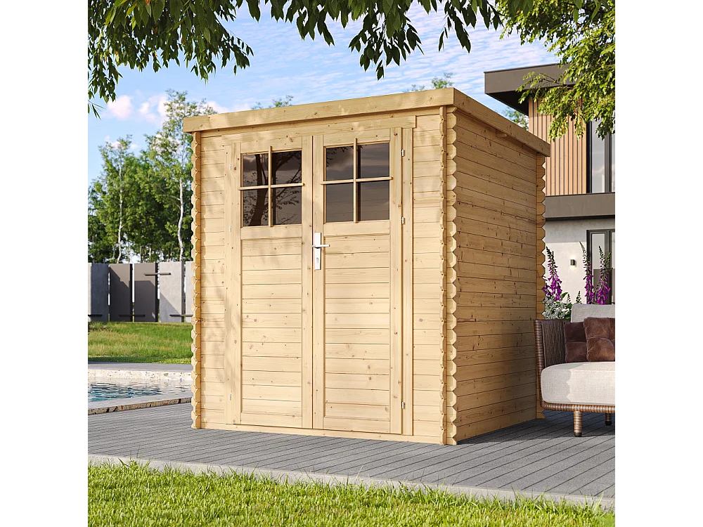 Abri de jardin en bois avec sol traité - porte verrouillable de haute qualité - 3.53 m2 - M309F+M309G