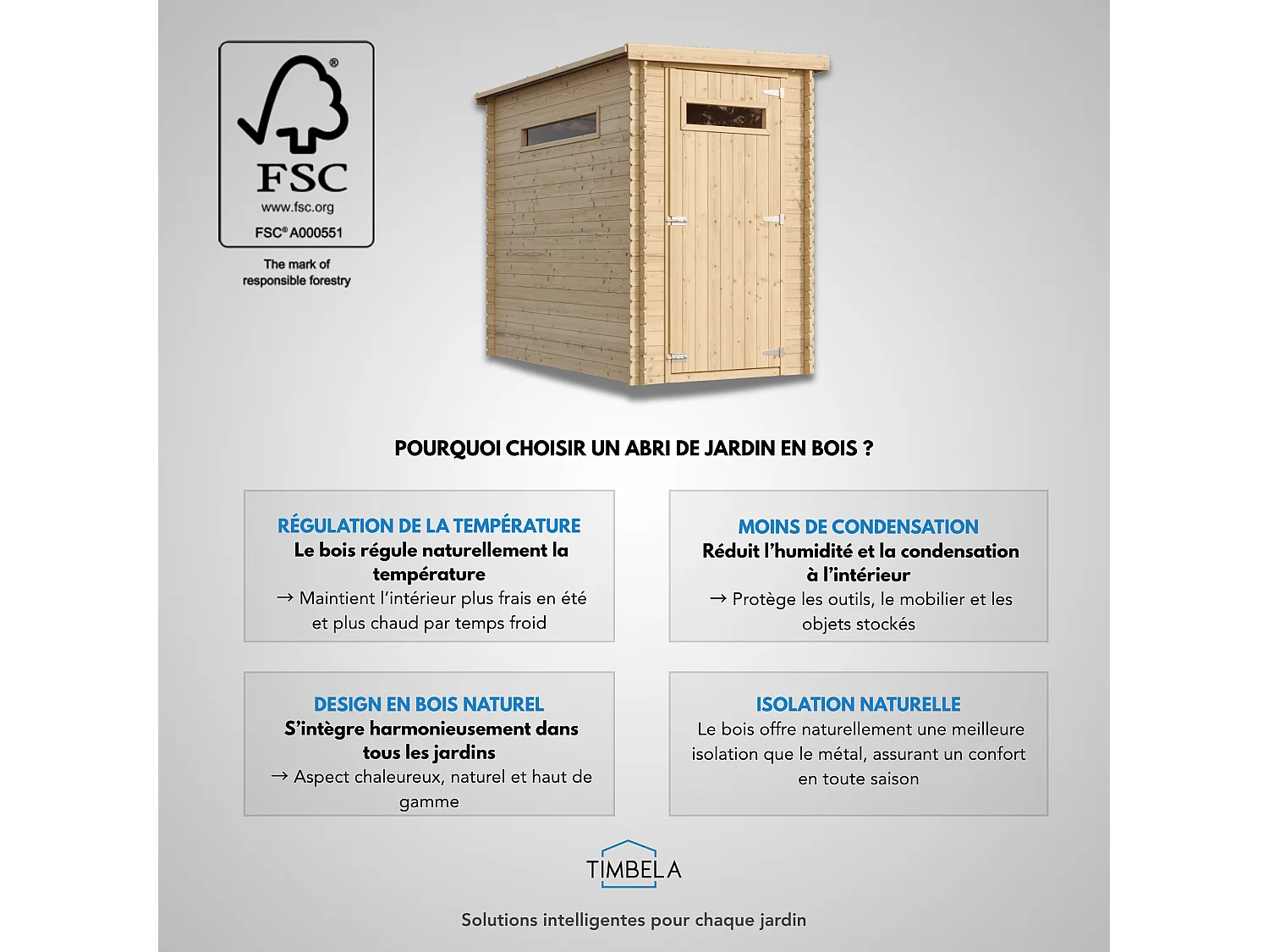 Abri de jardin en bois - l239xL144xH198 cm/2.63 m2 - M306A