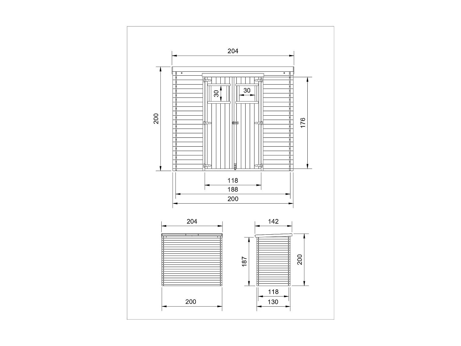 Casa de almacenamiento jardín CON SUELO TRATADO 142x204x200 cm/2.22 m2 - TIMBELA M311+M311G