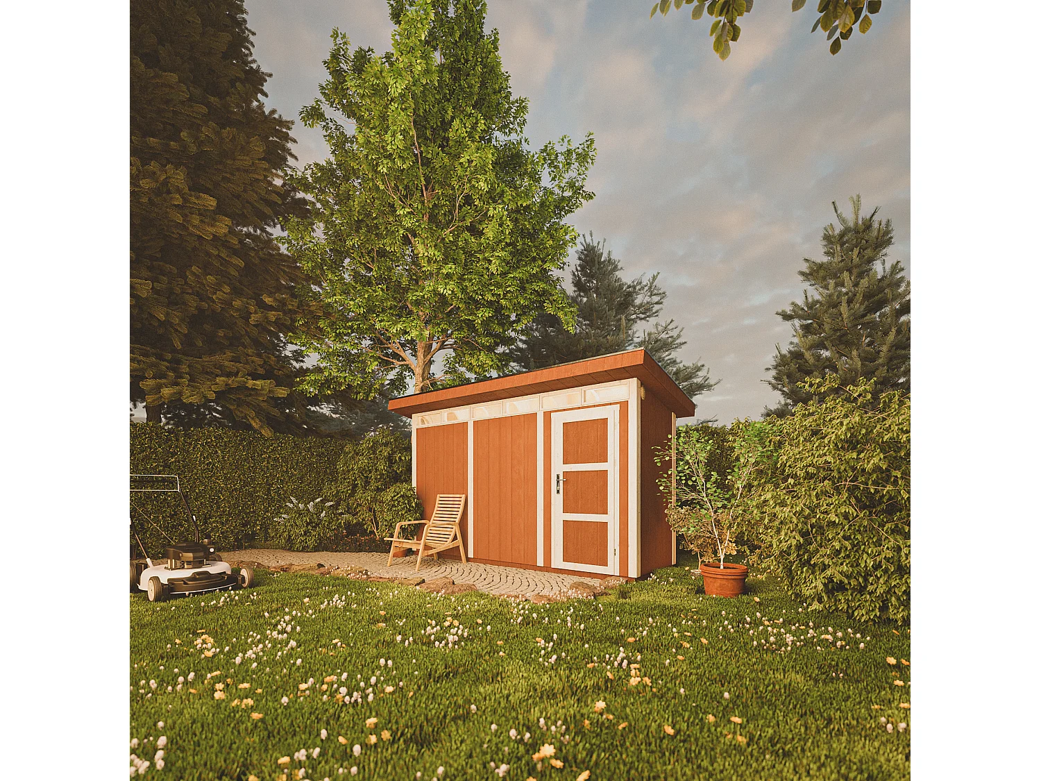 Abri de Jardin Qualité Premium 4m² /L161xL412xH239 cm - Timbela M902-TERRA BROWN