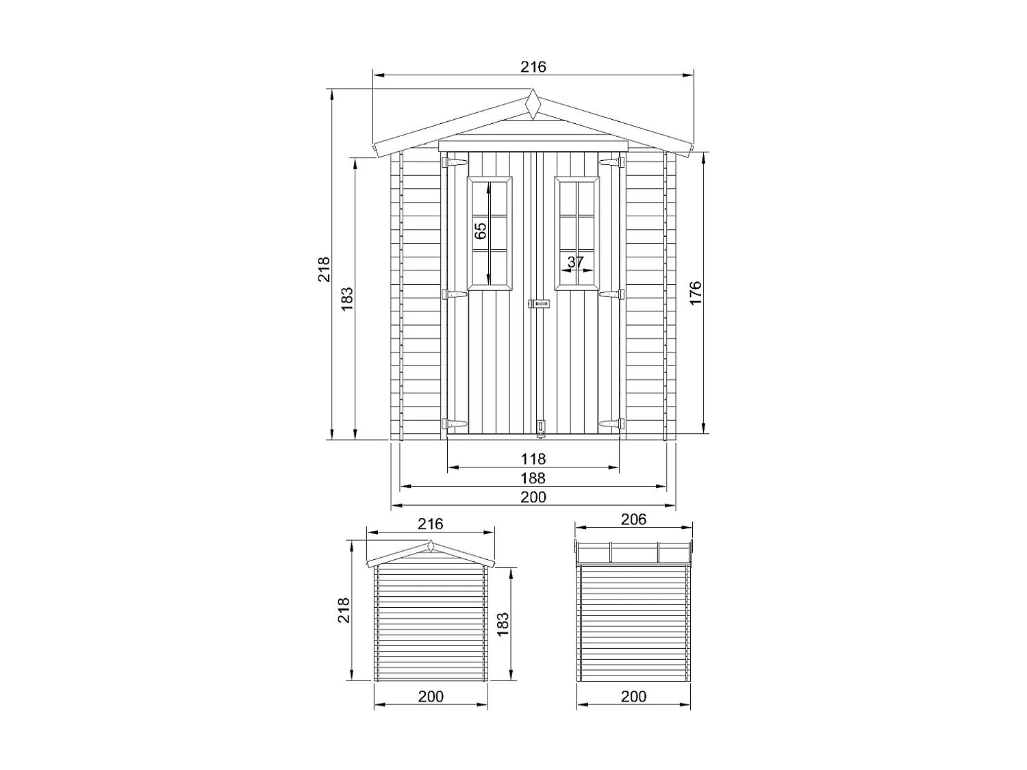 Drewniany domek ogrodowy - 3.53 m² - M343C