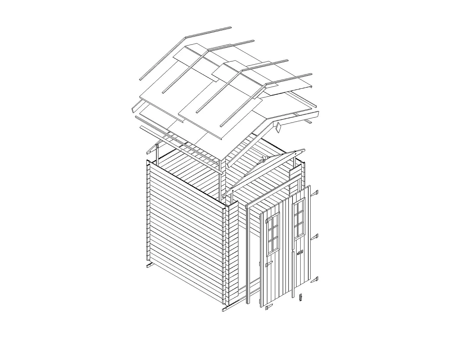 Cobertizo de madera - H218x206x216 cm / 3.53 m² - M343C