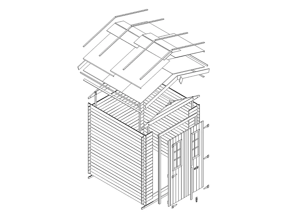 Abri de jardin en bois - I216xL206xH218 cm/ 3.53 m2 - M343C